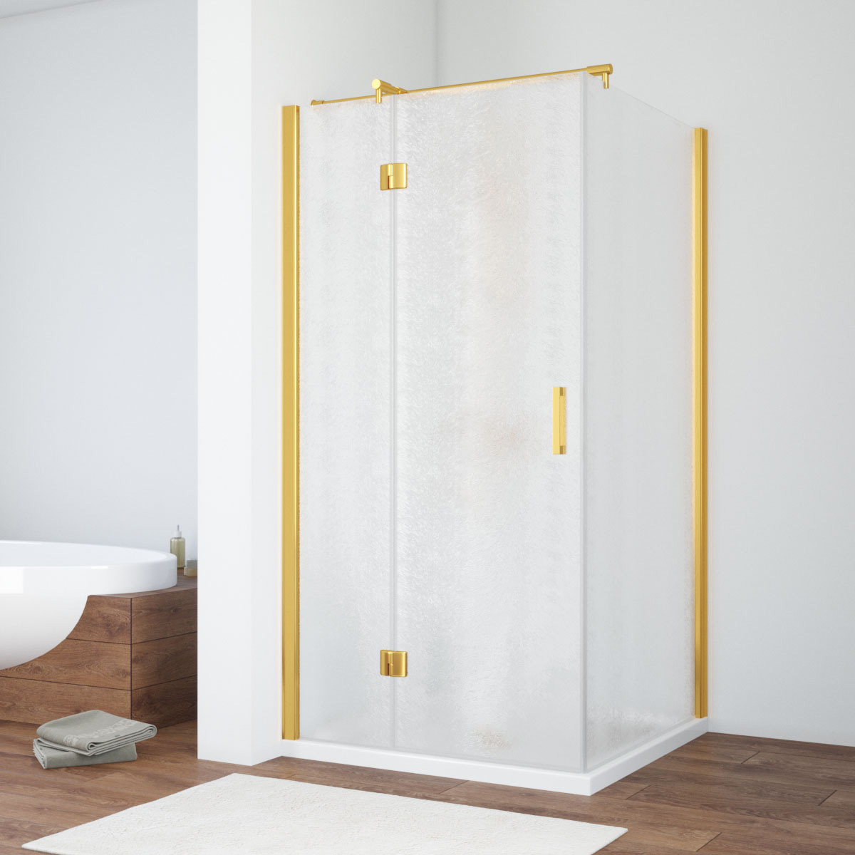 Душевой уголок Vegas Glass AFP-Fis TUR NOVO h1890 120*90 09 02 L, профиль золото глянцевое, стекло шиншилла