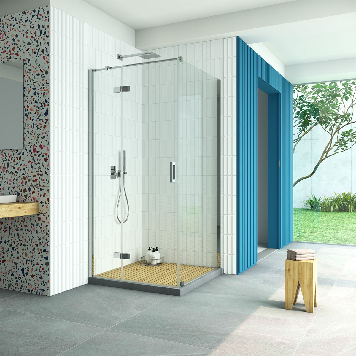 Душевой уголок Vegas Glass AFP-Fis Retta 90*100 08 01 L, профиль глянцевый хром стекло прозрачное