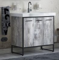 Тумба с раковиной Corozo Айрон 90 черная/антик с корзиной для белья