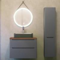 Мебель для ванной Jorno Wood 80, серая, темная столешница