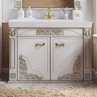 Тумба под раковину Misty Барокко 120 прямая белая, патина