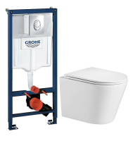 Инсталляция Grohe Rapid SL 38721001 с кнопкой смыва + унитаз подвесной WeltWasser Salzbach 043 GL-WT