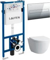 Инсталляция Laufen Lis CW1 8.9466.0 + кнопка Lis AW1 8.9566.1.004.000.1 хром + унитаз подвесной Laufen Pro Rimless 8.2096.6.000.000.1 с сиденьем 8.9695.1.300.000.1