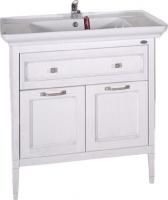 Тумба под раковину ASB-Woodline Гранда 85 белая, патина серебро