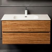 Тумба с раковиной Armadi Art Vallessi 100 зебрано, с белой раковиной