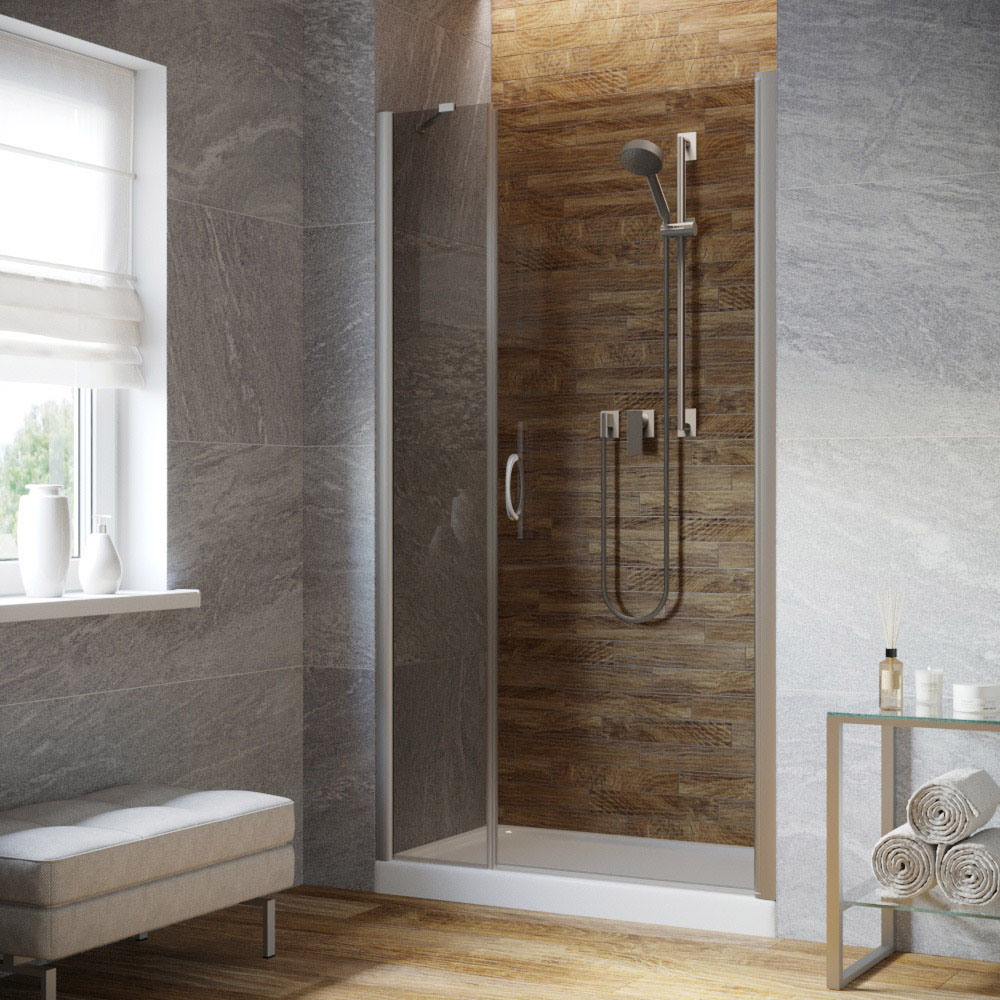 Душевая дверь в нишу Vegas Glass EP-F-2 LUX 150 07 07 R, профиль матовый хром, стекло графит