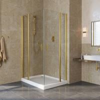 Душевой уголок Vegas Glass EFA-F LUX 120*110 09 crystalvision L профиль золото глянцевое, стекло crystalvision