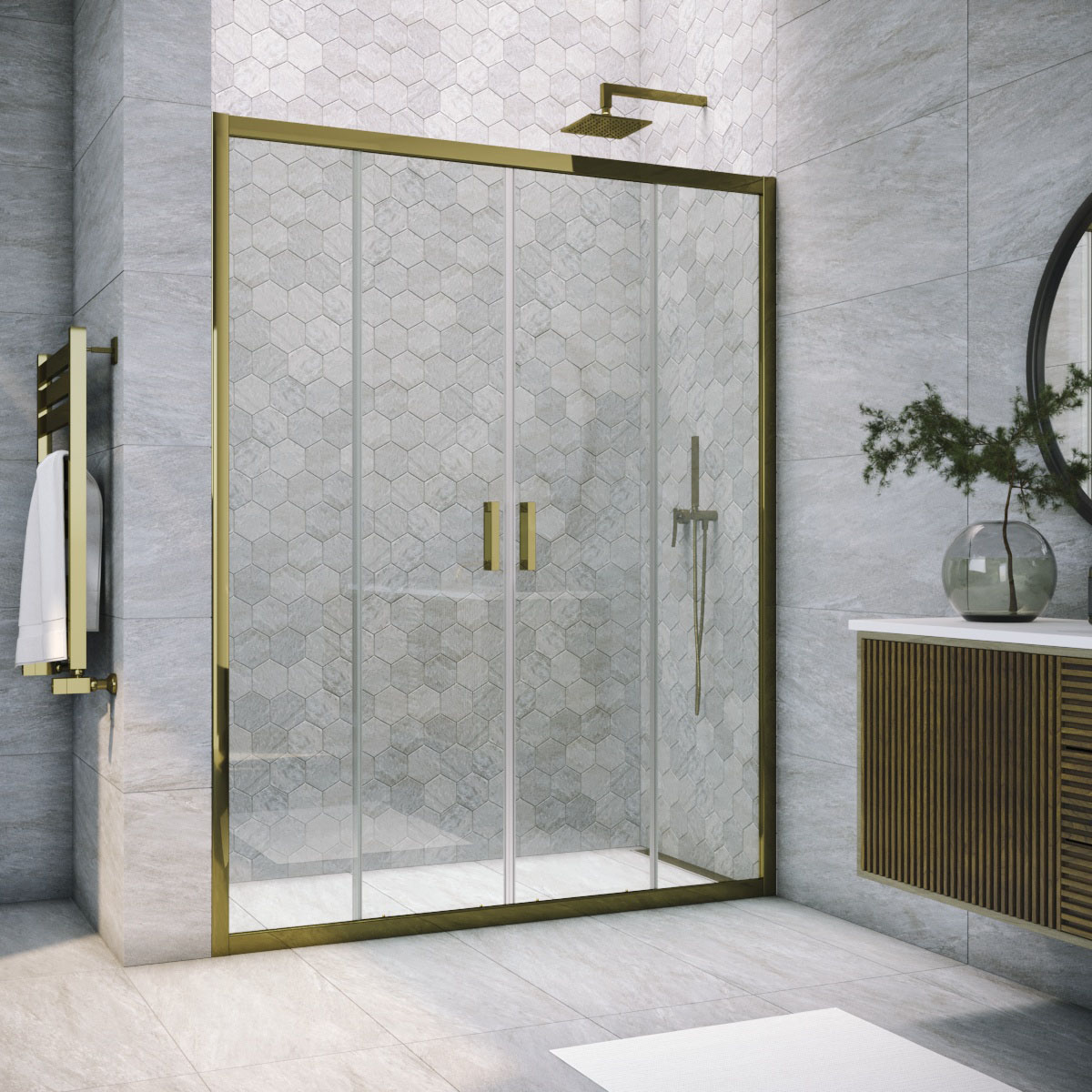 Душевая дверь в нишу Vegas Glass Z2P TUR NOVO h1900 195 05 01, профиль бронза, стекло прозрачное