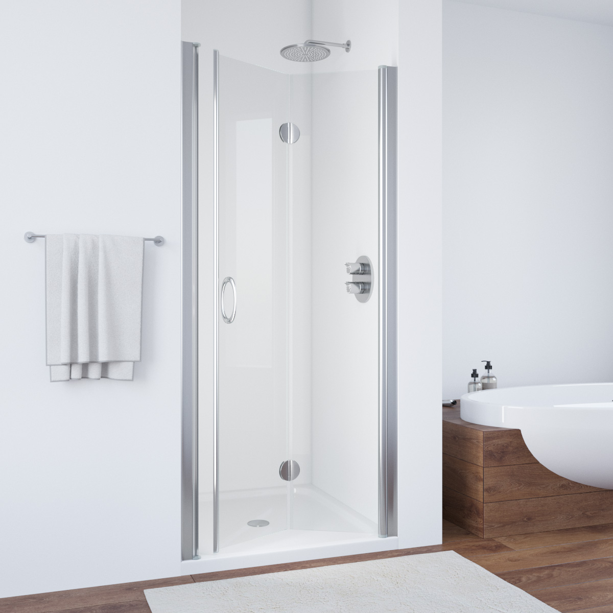 Душевая дверь в нишу Vegas Glass GPS 80 08 01, профиль глянцевый хром, стекло прозрачное