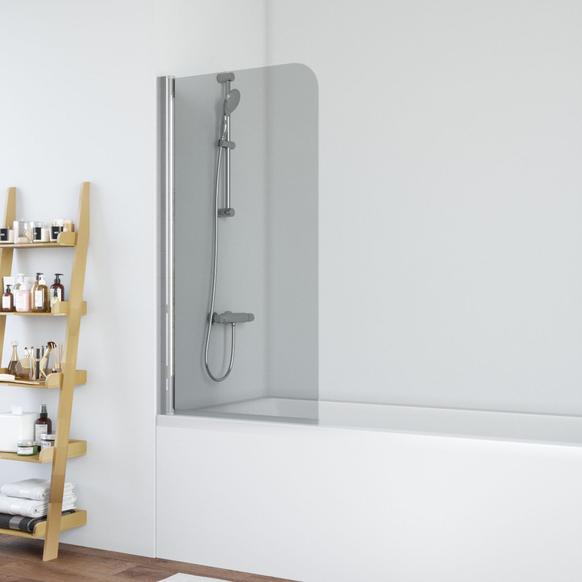 Шторка на ванну Vegas Glass  EV 60 08 07, профиль глянцевый хром, стекло графит