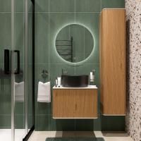 Мебель для ванной Stworki Ноттвиль 60 дуб верона, с отверстием под смеситель, с раковиной Rotenburg 40 черной