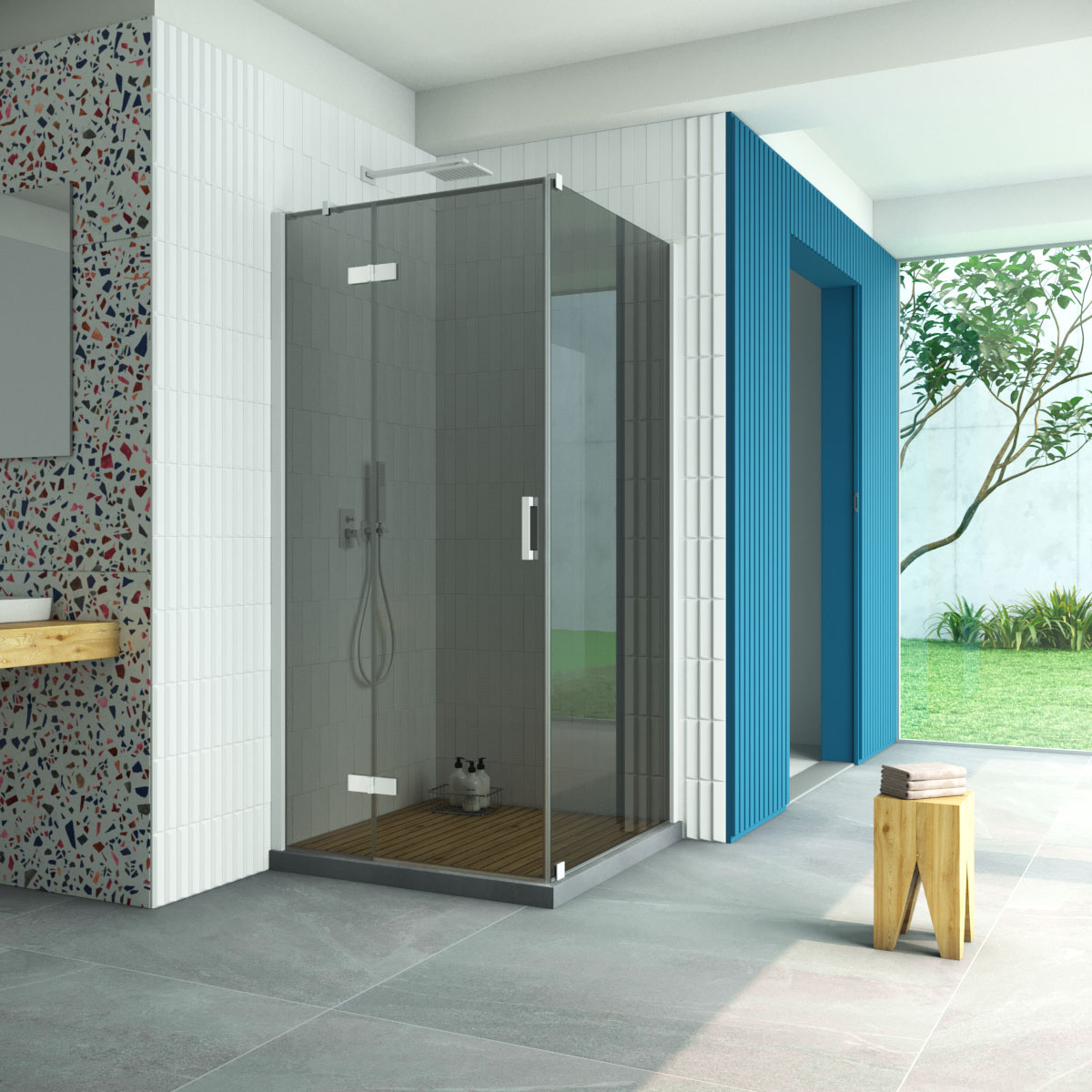 Душевой уголок Vegas Glass AFP-Fis Retta 100*110 01 07 L, профиль белый стекло графит