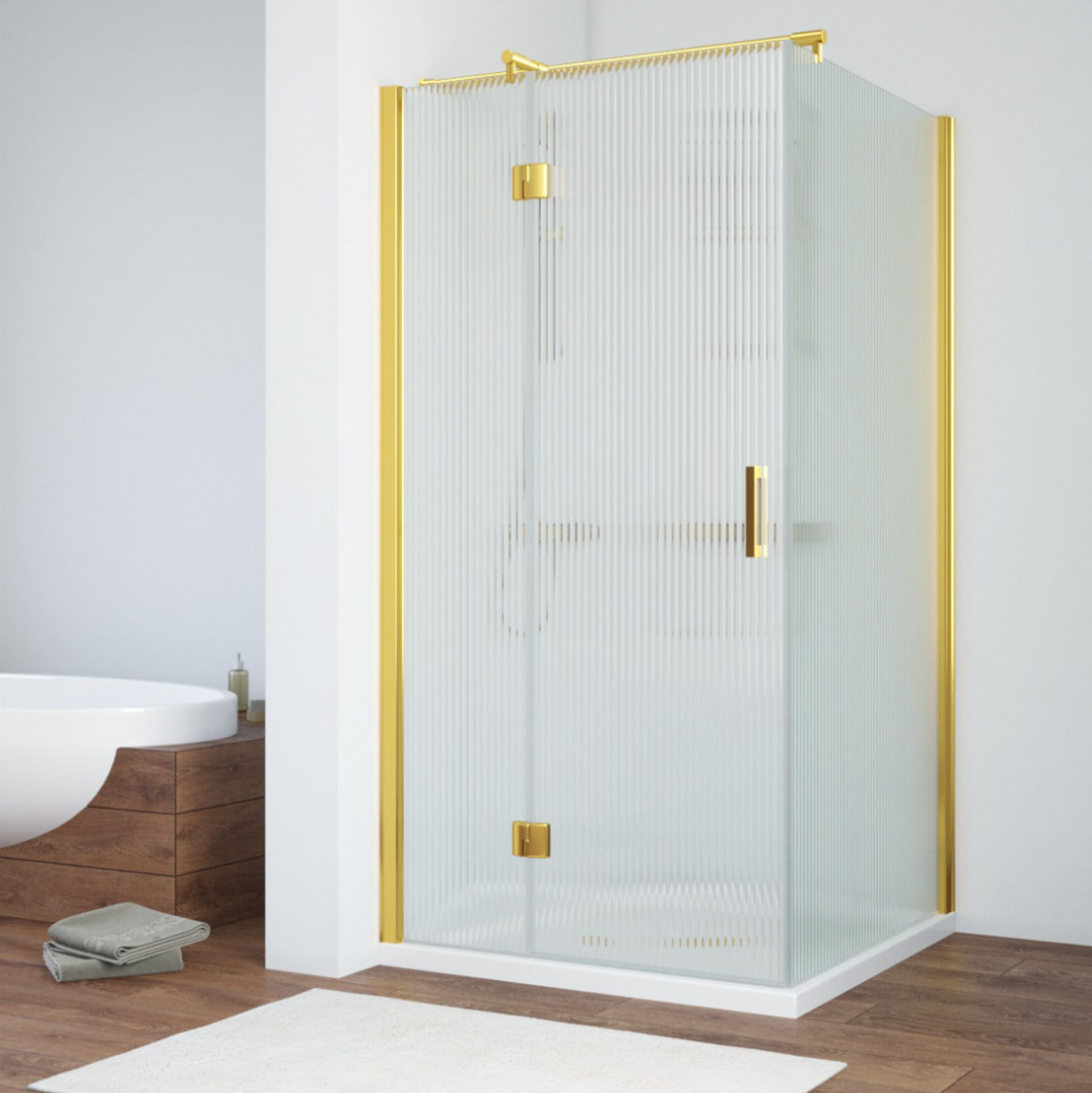 Душевой уголок Vegas Glass AFP-Fis NOVO 80*110 03 Moru L профиль золото матовое, стекло Moru