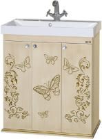 Тумба под раковину Misty Бабочка 75 бежевая, патина
