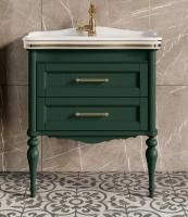 Тумба с раковиной ValenHouse Эстетика 80 зеленая, фурнитура декор золото