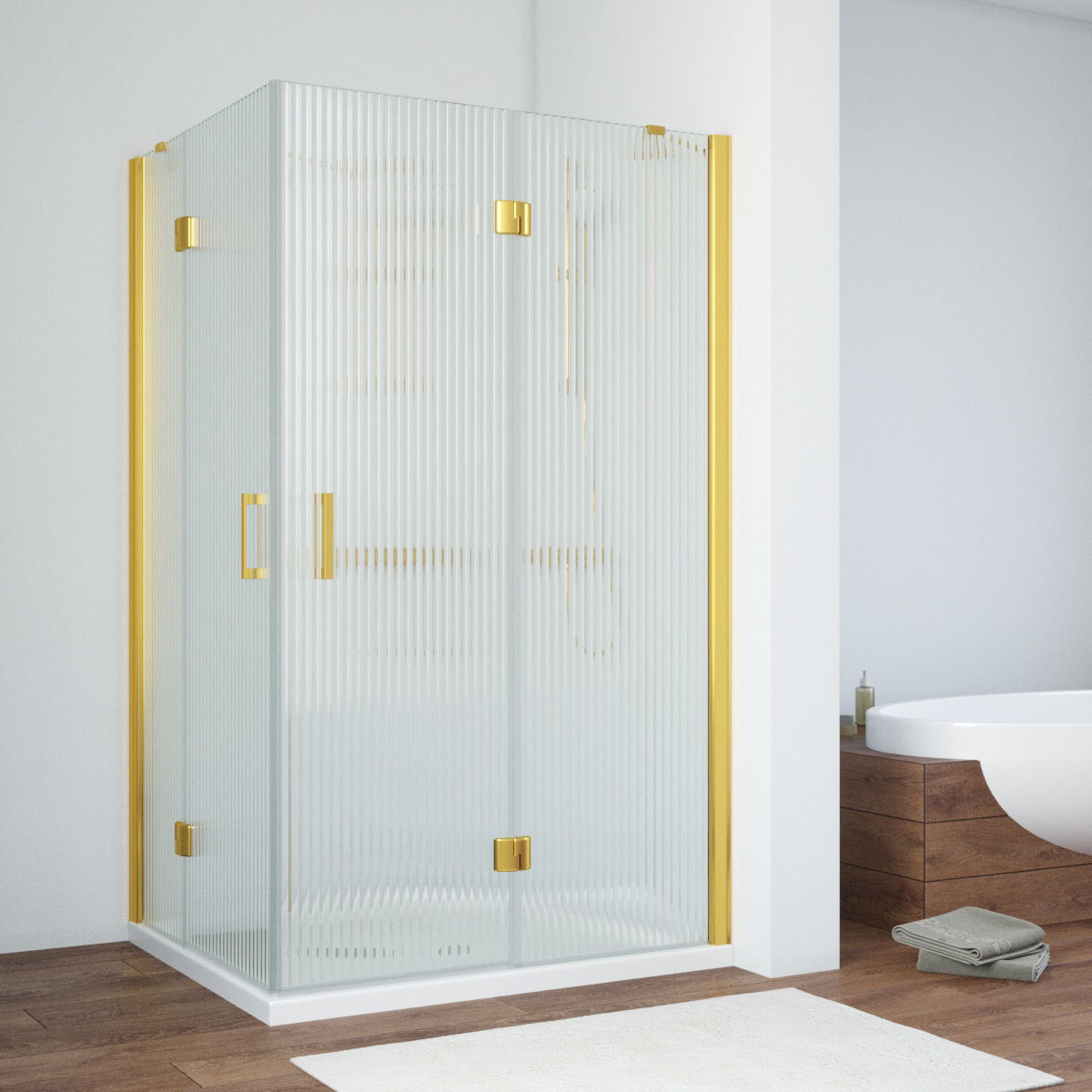 Душевой уголок Vegas Glass AFA-F TUR NOVO h1890 120*100 09 Moru R, профиль золото глянцевое, стекло Moru