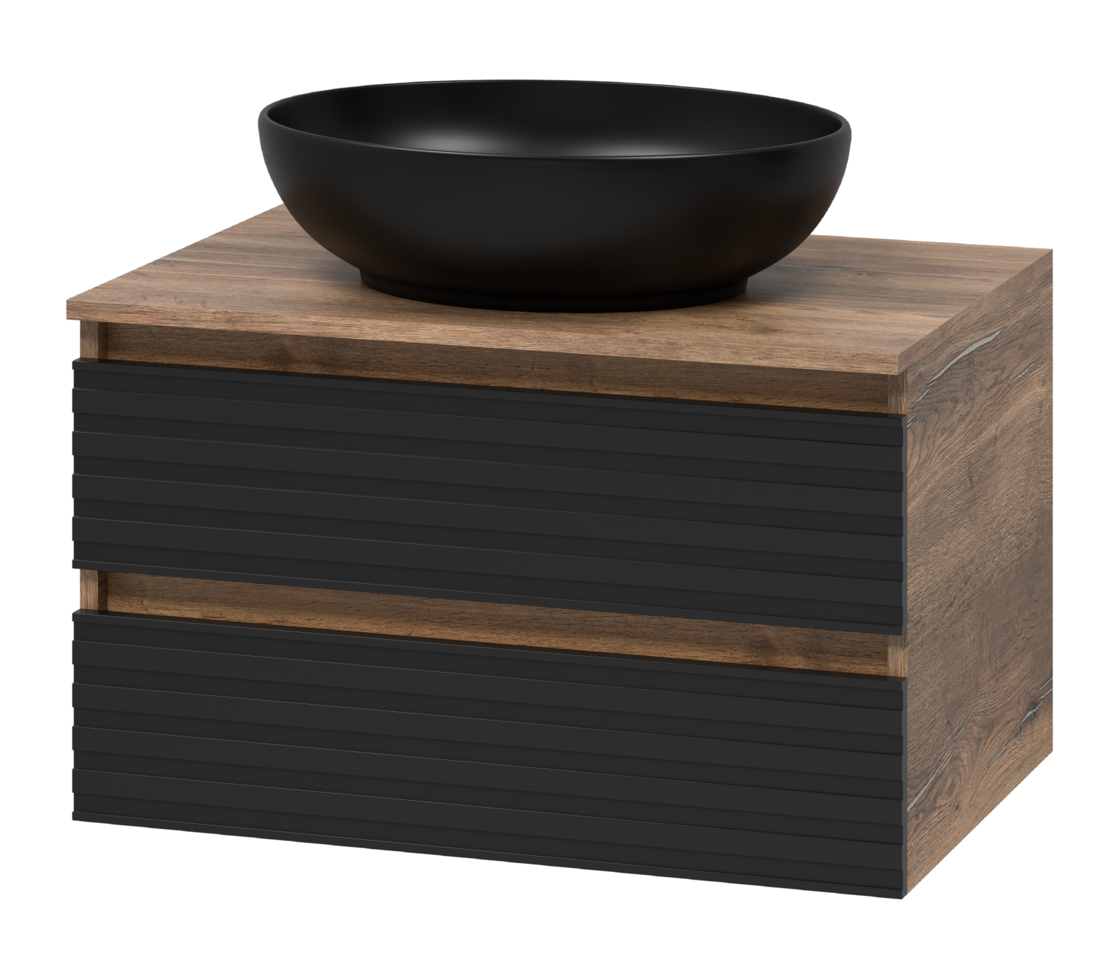 Тумба с раковиной Brevita Dakota 70 подвесная, черная