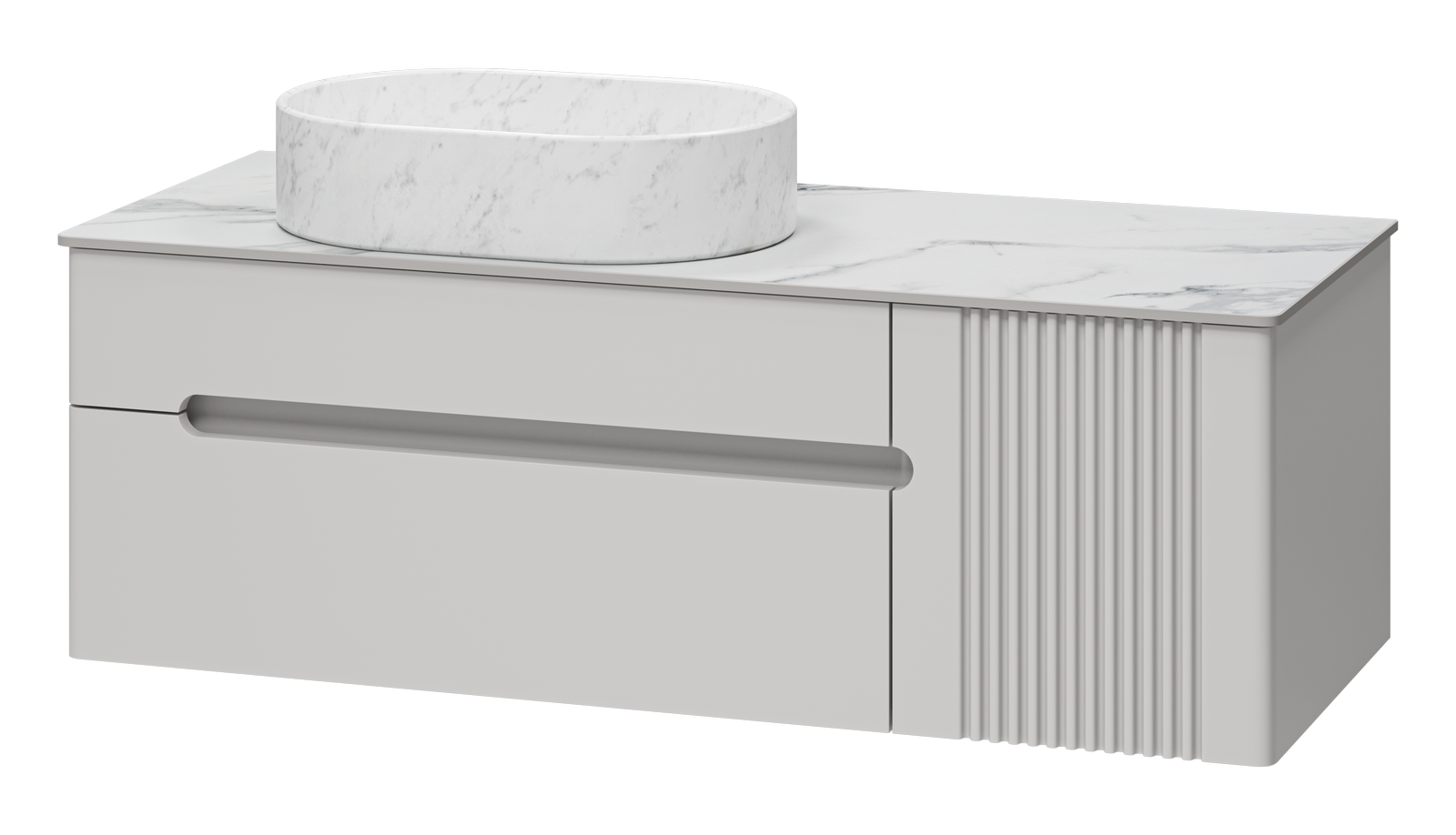 Тумба с раковиной Brevita Pallisandro 120 серая подвесная, со столешницей и раковиной