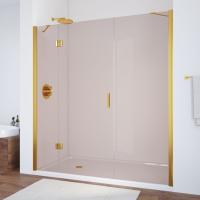 Душевая дверь в нишу Vegas Glass AFP-F TUR NOVO 220 09 05 L профиль золото глянцевое, стекло бронза