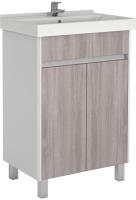 Тумба с раковиной Домино Uno 60 дуб серый, белая