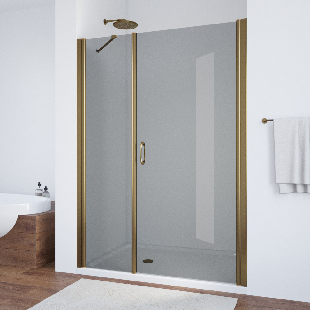 Душевая дверь в нишу Vegas Glass EP-F-2 165 05 07 R, профиль бронза, стекло графит