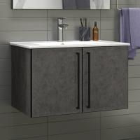 Тумба с раковиной Brevita Rock 75 бетон темно-серый