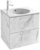 Тумба с раковиной Jacob Delafon Odeon Rive Gauche 60 белый мрамор, 2 ящика, ручки хром