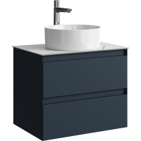 Тумба с раковиной Aqwella 5 stars Geometria 65 подвесная 2 ящика, серая, столешница белый мрамор