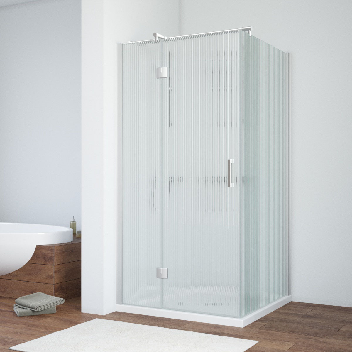 Душевой уголок Vegas Glass AFP-Fis NOVO 110*120 07 Moru L, профиль матовый хром, стекло Moru