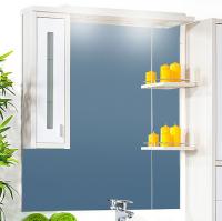 Зеркало-шкаф Бриклаер Бали 90 светлая лиственница, белый глянец, L