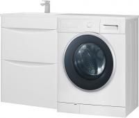 Тумба с раковиной Bellezza Олиссия 120 белая, под стиральную машину, 2 ящика