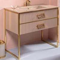 Тумба с раковиной Armadi Art Monaco 100 капучино, золото