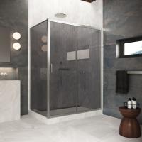 Душевой уголок Vegas Glass ZP+ZPV Protec 125*90 04 07, профиль никель, стекло графит