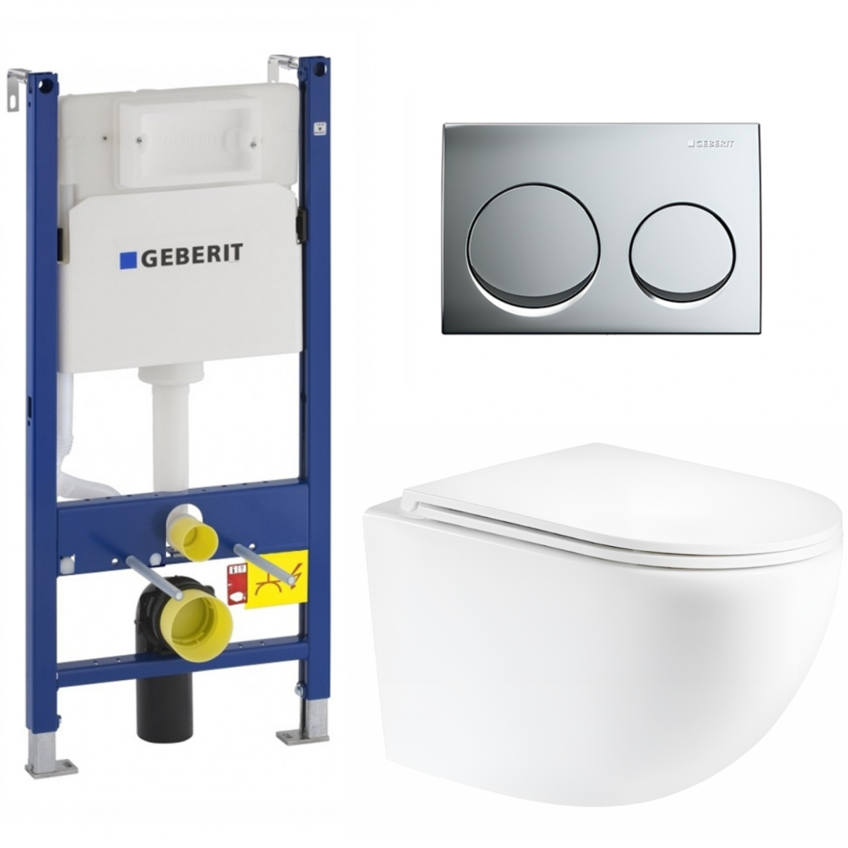 Инсталляция Geberit Duofix Delta 458.175.00.1 с кнопкой + унитаз подвесной WeltWasser Michigan 520 WT