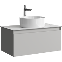 Тумба с раковиной Aqwella 5 stars Geometria 80 подвесная 1 ящик, серый туман, столешница белый мрамор