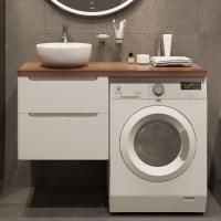 Тумба с раковиной Stworki Берген 60 белая с темной столешницей 122, Moon 1, R