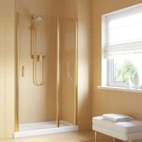 Душевая дверь в нишу Vegas Glass EP-F-1 LUX 155 09 crystalvision R профиль золото глянцевое, стекло crystalvision