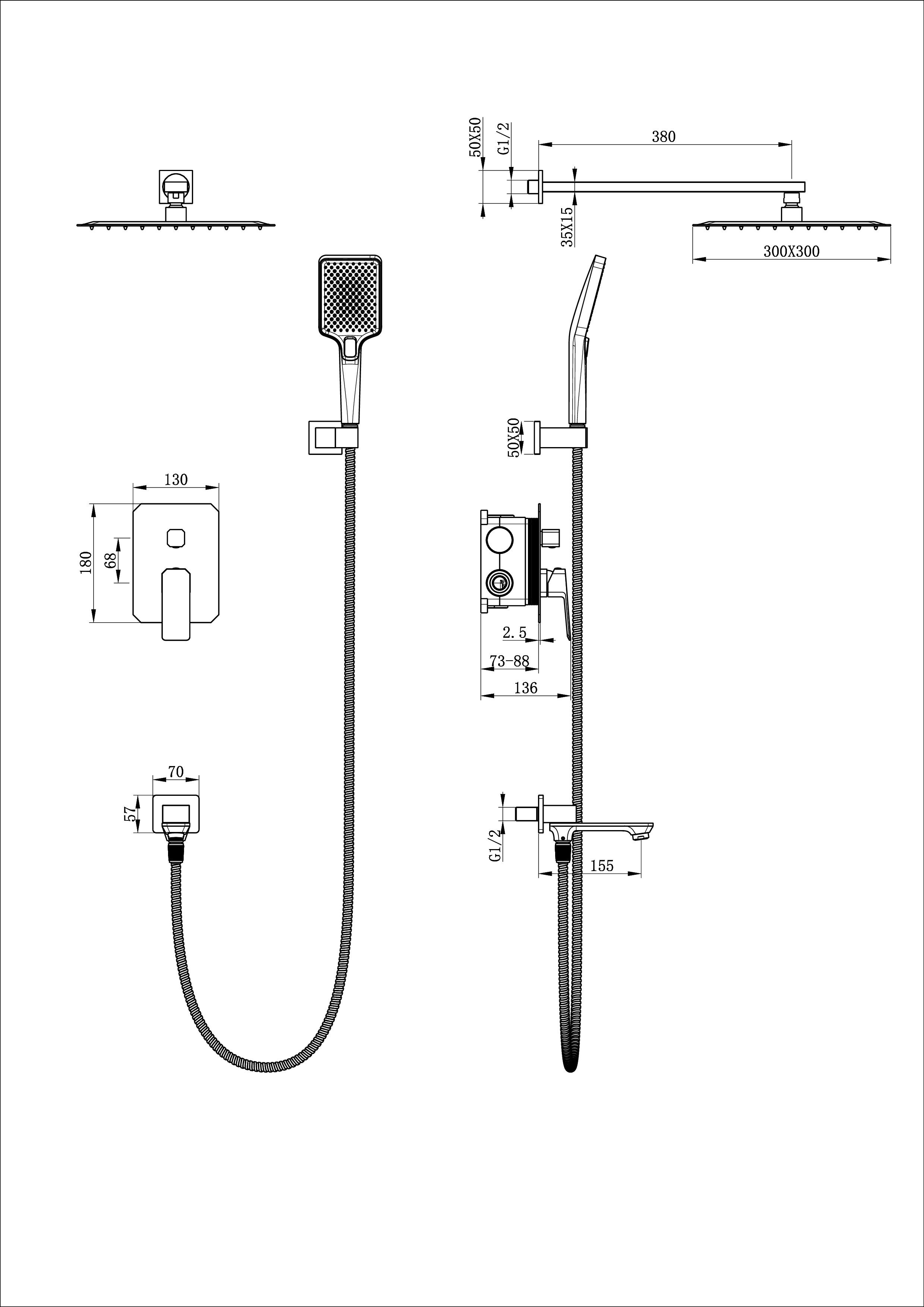 Душевая система Wonzon & Woghand Diamond WW-88939011-BN