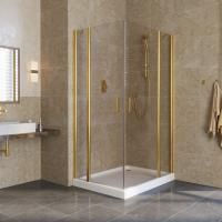 Душевой уголок Vegas Glass EFA-F LUX 120*110 09 05 R профиль золото глянцевое, стекло бронза
