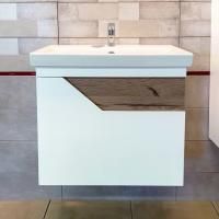 Тумба с раковиной Бриклаер Брайтон 60 подвесная, белая матовая, дуб кера