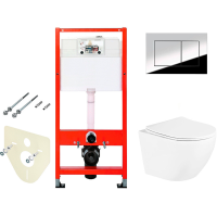 Инсталляция Tece TECEbase 9400412 с кнопкой смыва + унитаз подвесной Ceramica Nova UP Rimless CN4007