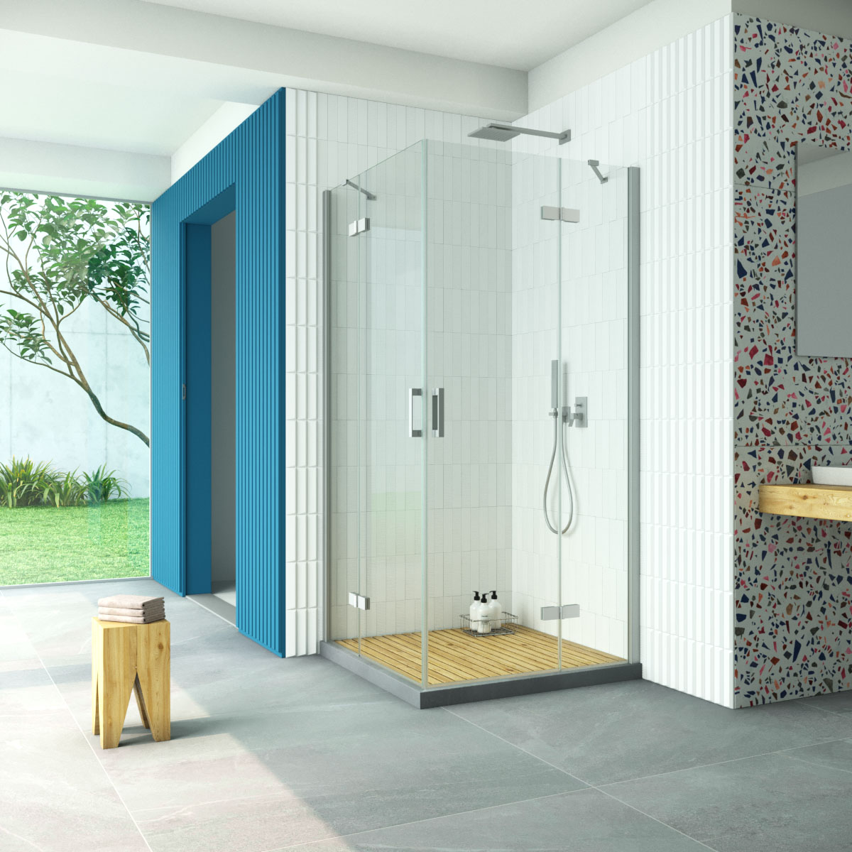 Душевой уголок Vegas Glass AFA Retta 100 07 crystalvision, профиль матовый хром, стекло crystalvision