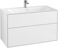 Тумба с раковиной Villeroy & Boch Finion 100 glossy white lacquer, с настенным освещением