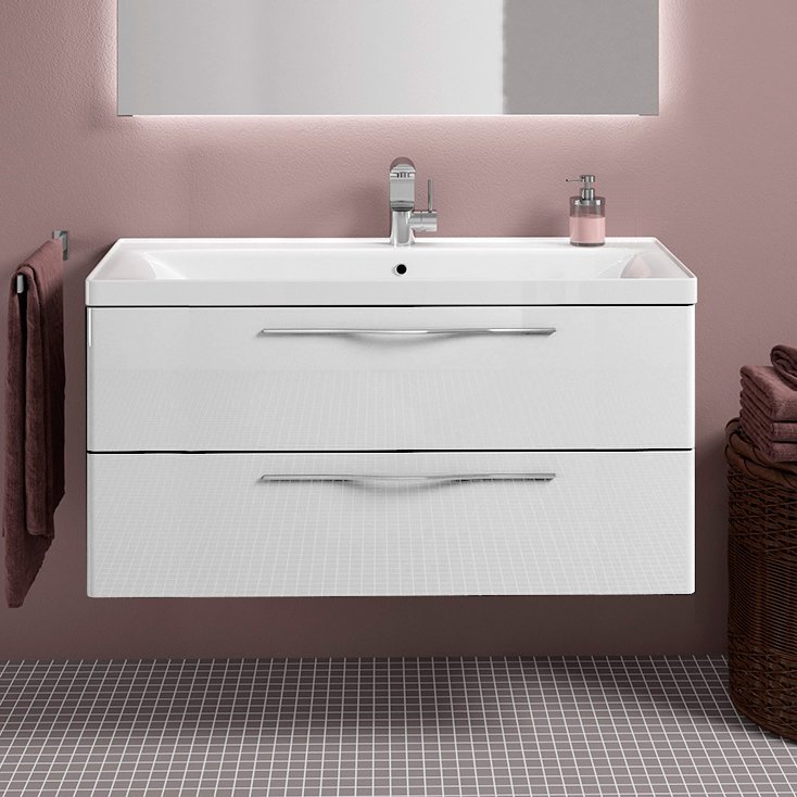 Тумба с раковиной Sanvit Тандем 90 белый глянец