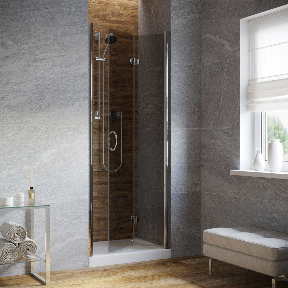 Душевая дверь в нишу Vegas Glass GPS LUX 90 08 07 R, профиль глянцевый хром, стекло графит