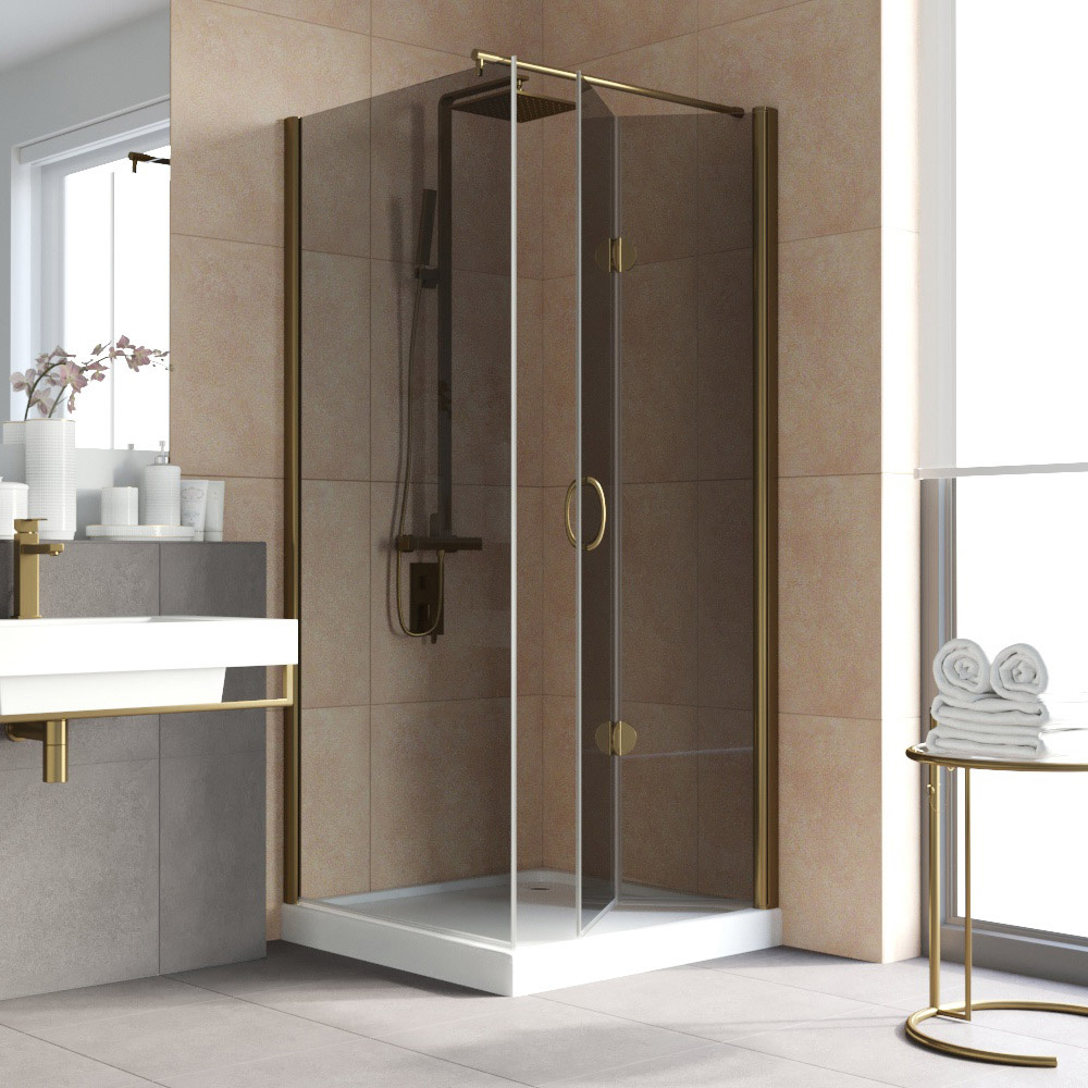 Душевой уголок Vegas Glass GPS-Fis LUX 90*90 05 07 R, профиль бронза, стекло графит