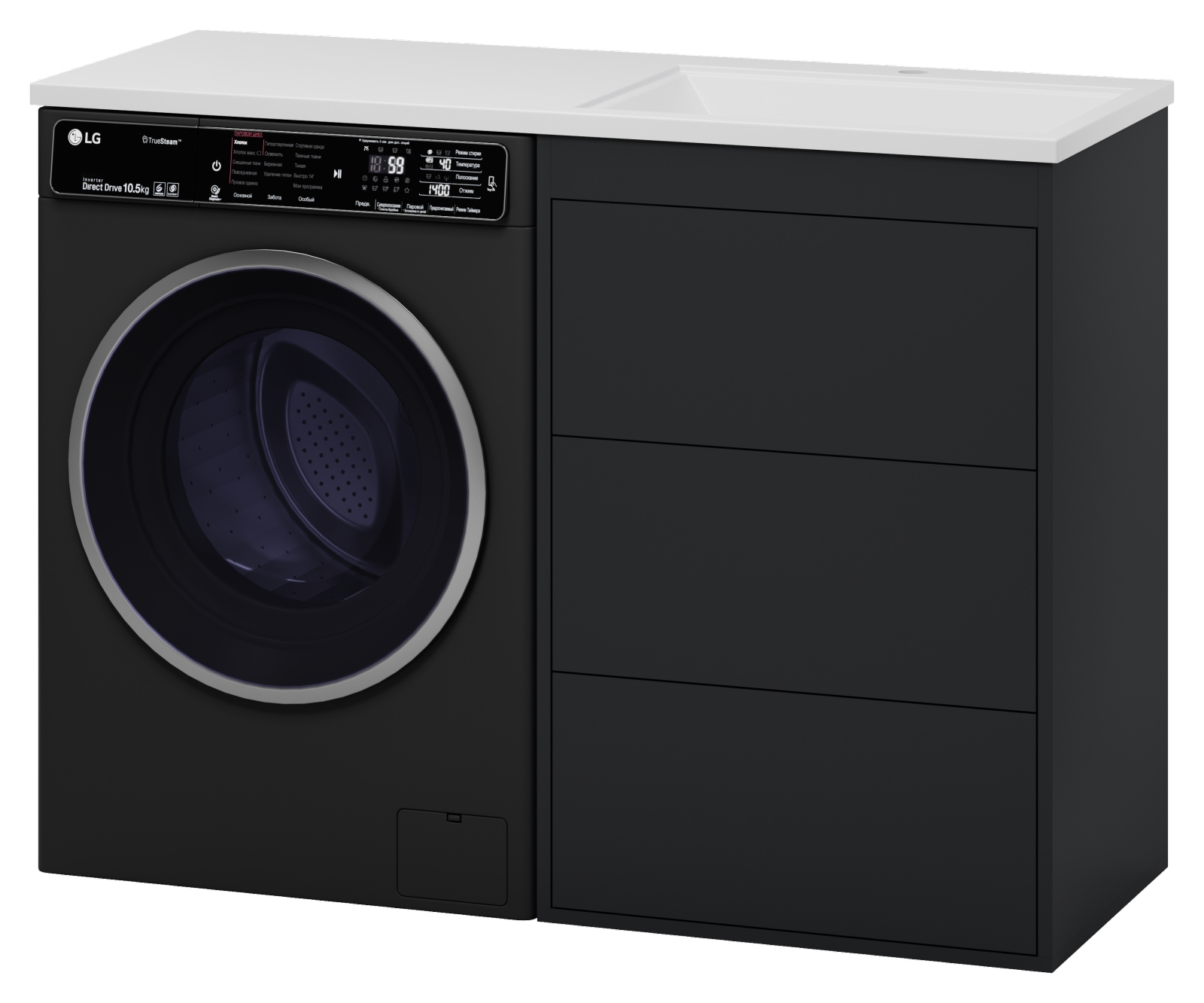 Тумба с раковиной Brevita Grafit 60 под стиральную машину, графит