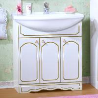 Тумба с раковиной Бриклаер Лючия 80 белый глянец, золото