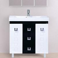 Тумба с раковиной Misty Эллада 100 белая, черная