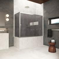 Шторка на ванну Vegas Glass ZV+ZVF Protec 150*70 04 07, профиль никель, стекло графит